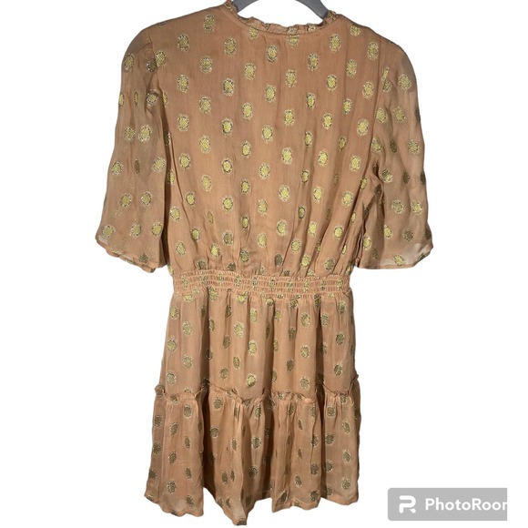 Raga Kenna Metallic Dot Mini Dress Peach Gold Silver Sparkle Womens Size XS - Picture 5 of 11